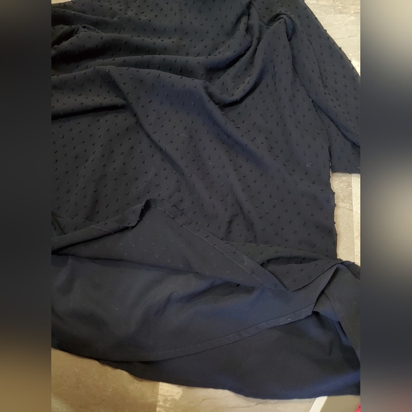 Claudie Pierlot Paris Rififi Dress. Sleeves. Navy Blue. Plumetis Dotted. 6 US. - Picture 7 of 14